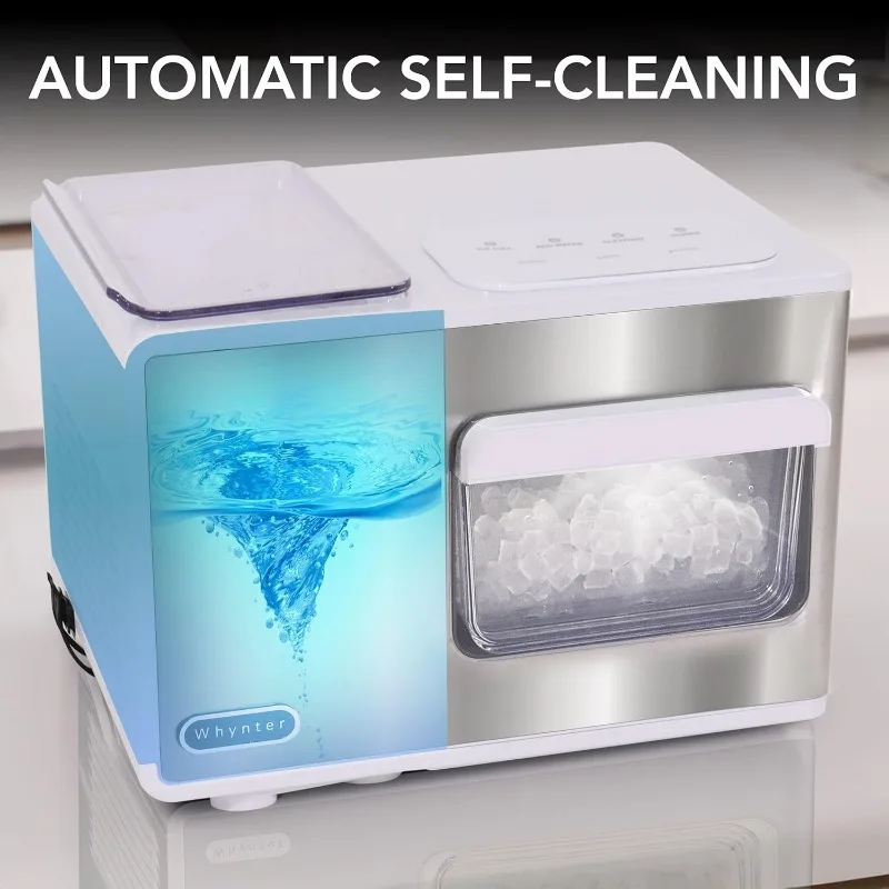 Ice Maker, Countertop Portable  Maker, IBX-388WS SonicSnö, Automatic Self-CleaningwithRemovablee Drawer Compact  Maker