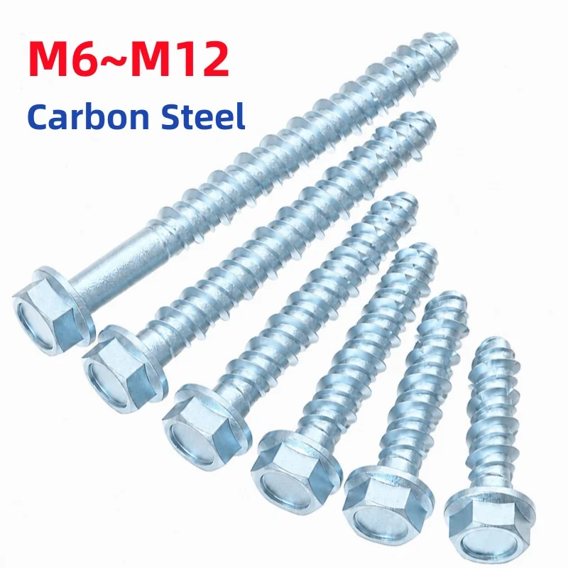 M6 M8 M10 M12 Blue White Zinc Carbon Steel Self-Tapping Screw Hex Anchor Bolts For Concrete Cement Expansion Nails