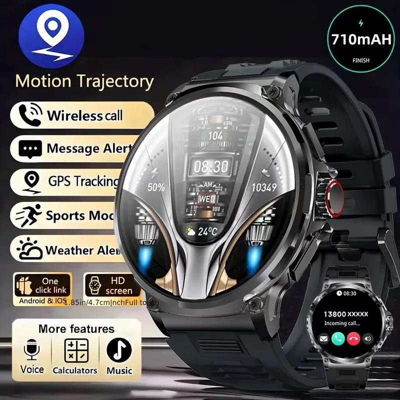 

710mAh Super Long Standby BT Call Smart Watch Men Outdoor Sports Fitness Watches 1.85"HD Round Smartwatch Men For holiday Gift