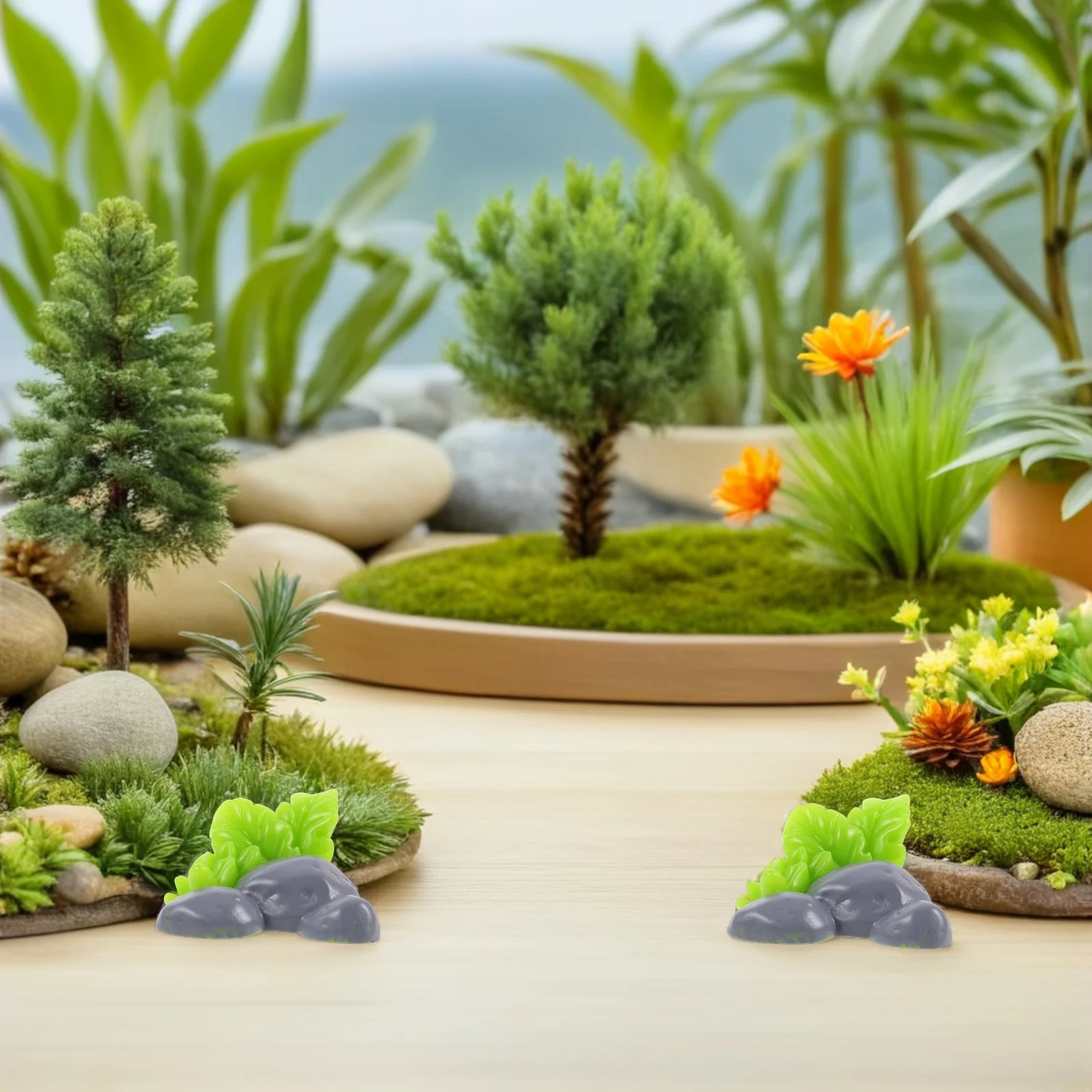 

40Pcs Micro Landscape Decoration Miniature Garden Stones Resin Artificial Plant Accessories Fairy Garden Patio Bonsai Decor
