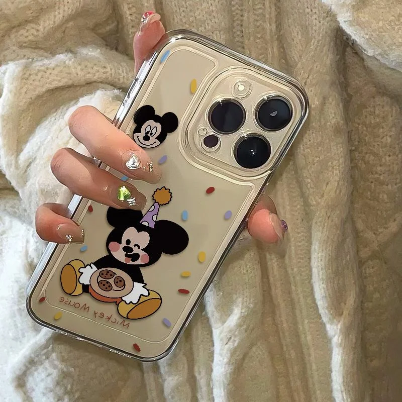 

Anime Mischievous Pizza Mickey Birthday Hat Phone case For iPhone 11 12 13 14 15 16 17 Pro Max Plus transparent Anti-fall Cover