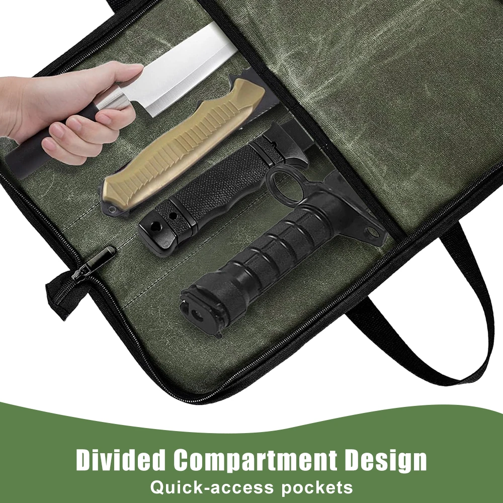 Waxed Canvas Knife Roll Bag Multi Slots Portable Chef Knife Storage Case Tactical Carry Bag Knife Bag for Cooking Camping Tools - view 3