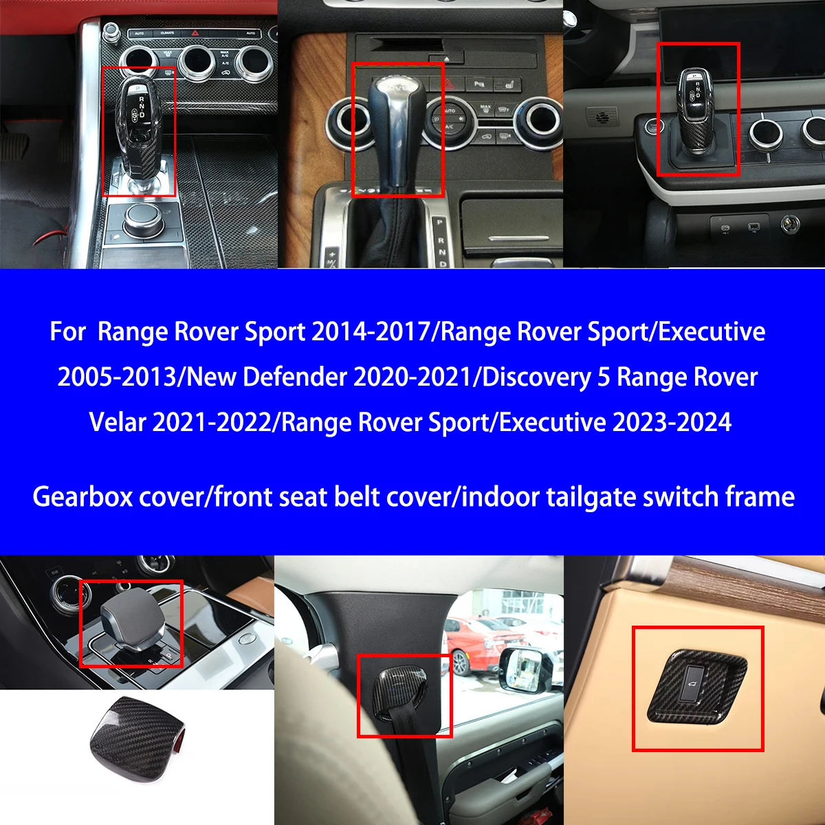 

For Range Rover Sport/Discovery 5 Star Pulse/Defender Dry Carbon Fiber Gear Shift Cover/seat Belt Cover/tailgate Switch Interior