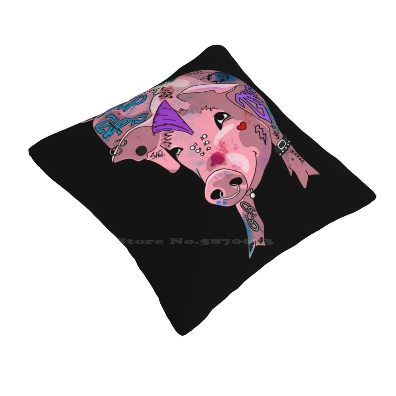 Punk Piggy Mohawk Graffiti Tattoo Bedroom Office Hug Pillowcase Piggy Punk Pig Tattoo Piggy Graffiti Pig Pink Pig Funny Pig