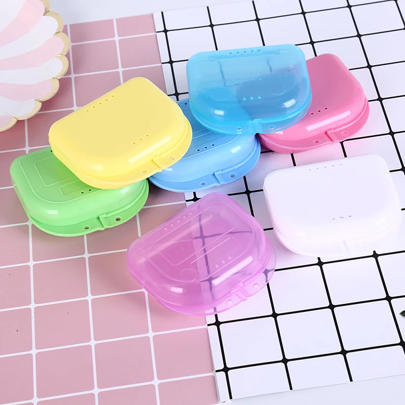 ✰✪Orthodontic Boxes Mouth Guard Case Fake Teeth Cover Retainer Case With Vent Holes Denture Box Tight Snap Lock Retainer Holder