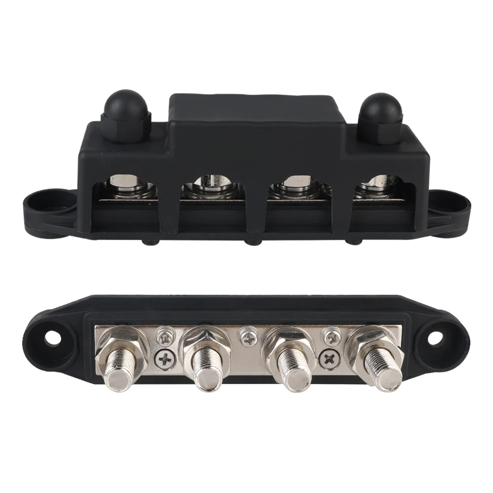 Sammelschiene M8 M10 Bolzen 48V 250A DC Stromverteilerblock Elektroanschluss für Boot LKW Wohnmobil Wohnwagen Auto 5/16" 3/8" Bolzen 4 Wege