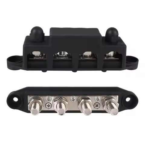 Bus Bar M8 M10 Stud 48V 250A DC Power Distribution Block Electro Junction For Boat Truck RV Caravan Car 5/16" 3/8" Studs 4 Ways