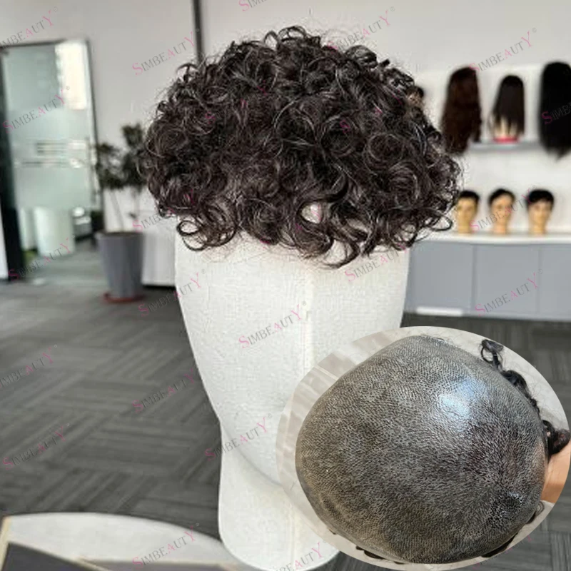 

Супер прочный 1B10 1B20 18 мм вьющиеся серые человеческие волосы мужские парики система капиллярного протеза полная кожа основа черный коричневый мужской парик