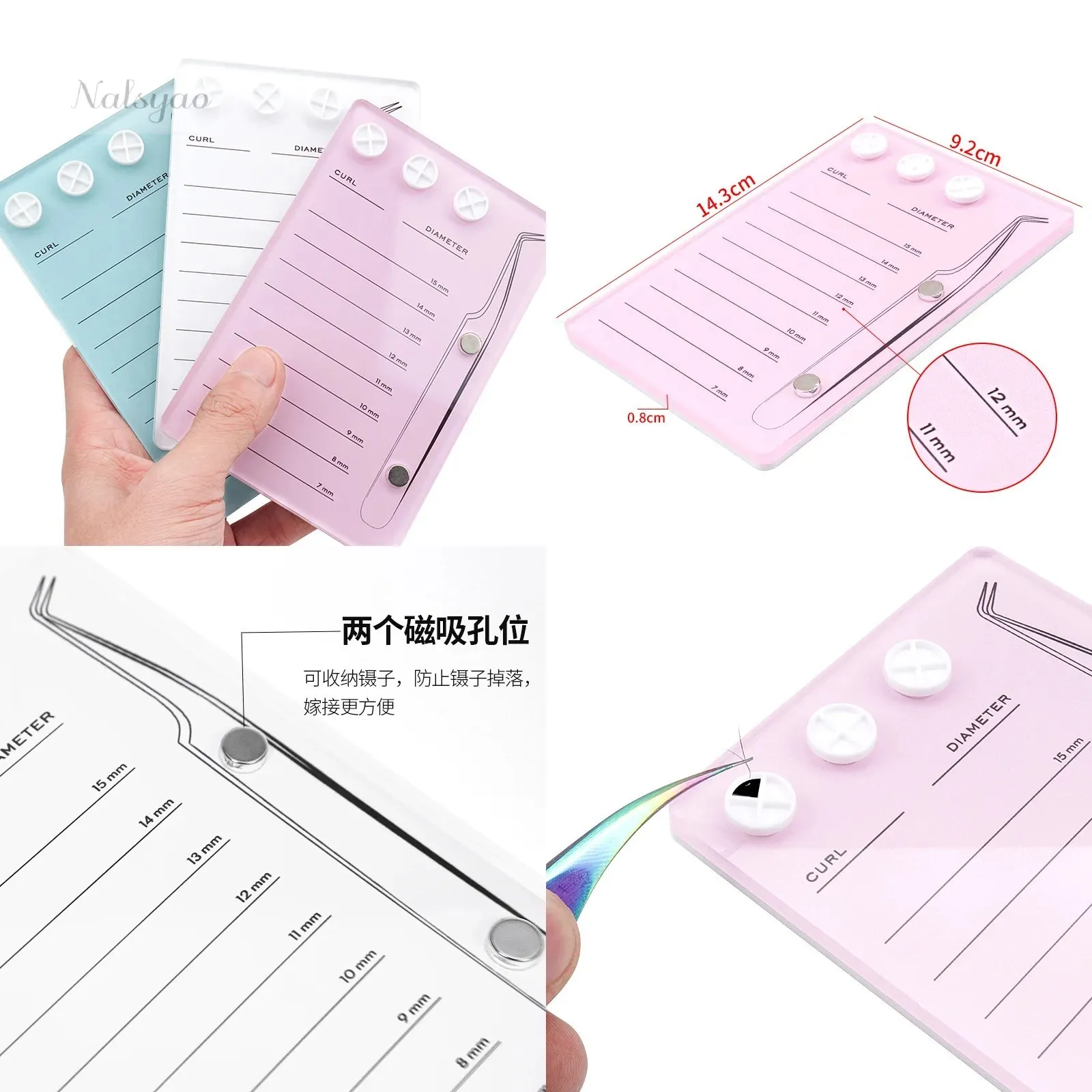Acrylic Eyelash Holder Magnetic Suction Scale Plate False Lashes Tray Display Board Eyelash Extension Supplies Makeup Tool