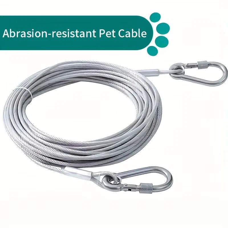1pc 5/10meters Versatile Clothesline Stainless Steel Rope For Outdoor Camping Traction Ropes Thickened Dog Pet Leash With Hook