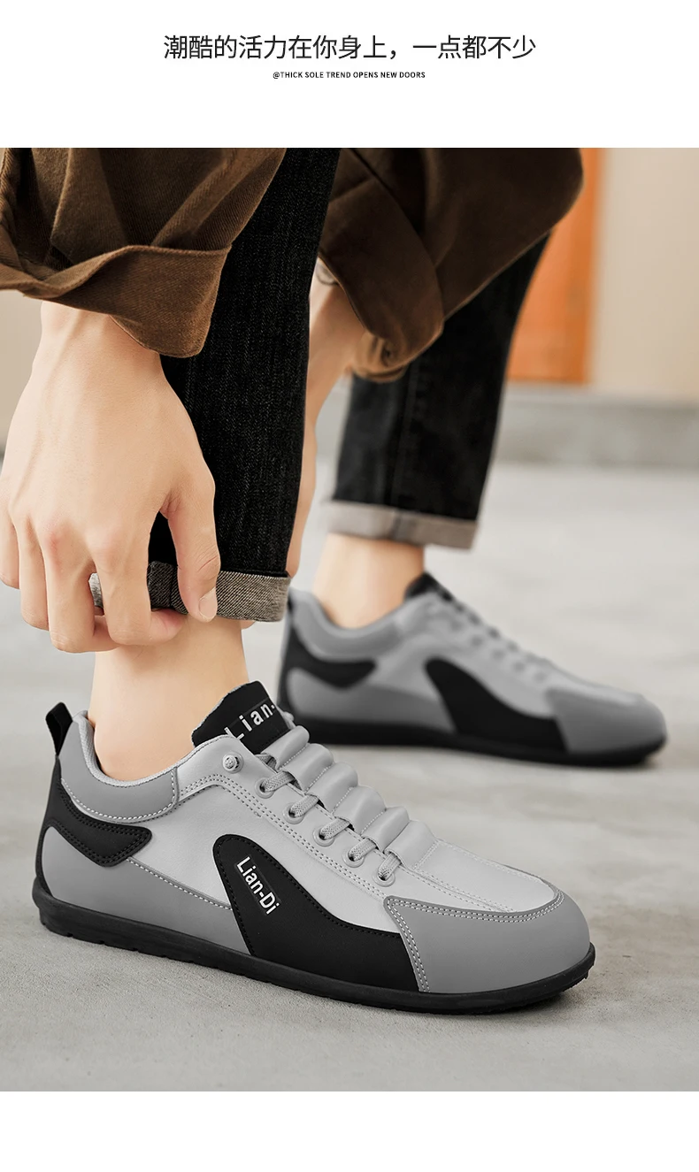 Niedrig geschnittene Herrenschuhe, große Größen, neue Frühlings- und Herbstmodelle, atmungsaktive Leder-Freizeitsportschuhe, weiche Sohle, rutschfest, Herren-Sneaker zum Autofahren. – Detail 13