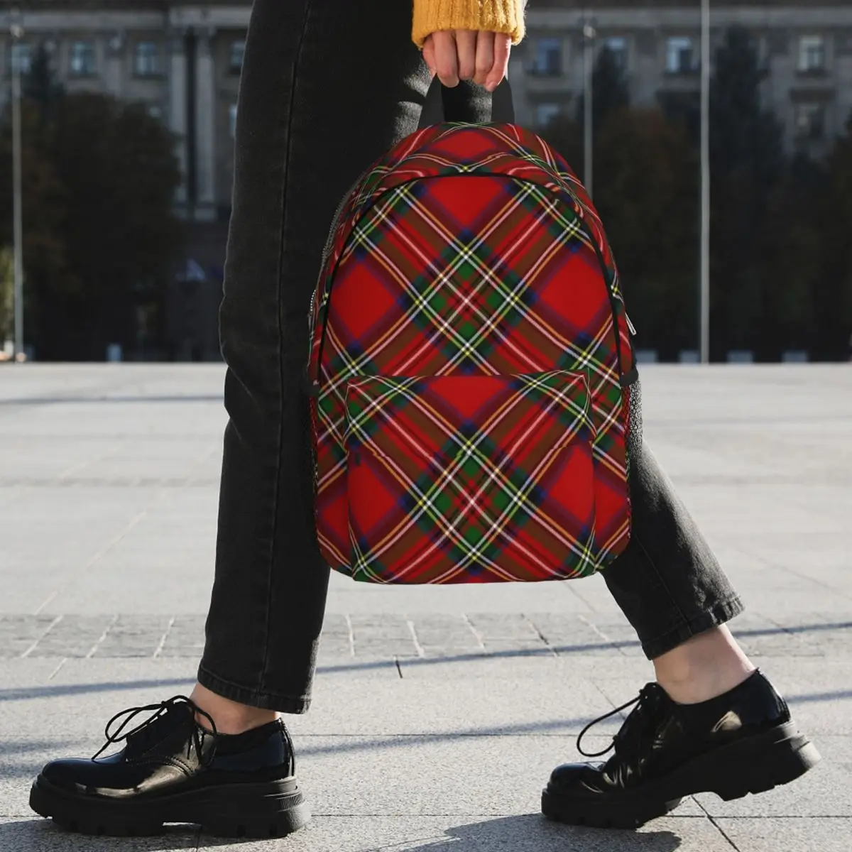 Royal Stewart Tartan Cross Plaid Backpacks Teenager Bookbag Students School Bags Travel Rucksack Shoulder Bag Large Capacity