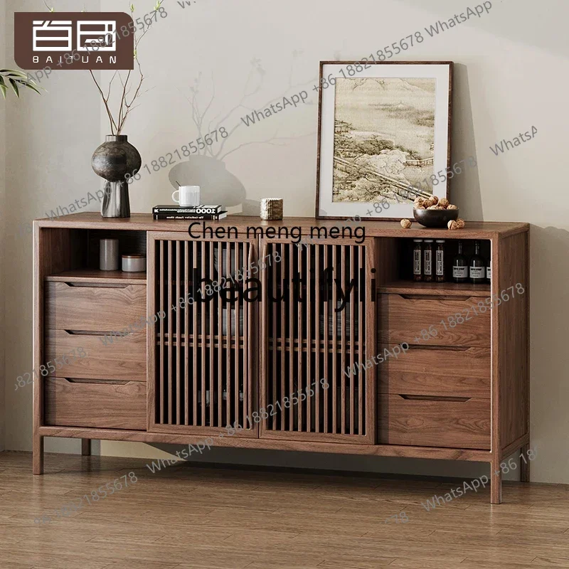 M178 Chinese style North American black walnut Song Dynasty aesthetic solid wood dining side cabinet living room tea storage cab