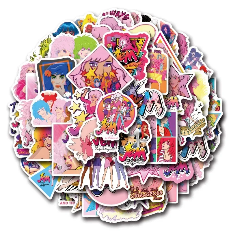 55pcs Fantasy Movie Jem and The Holograms Graffiti Stickers Suitcase Water Cup Car Laptop Decorative Stickers