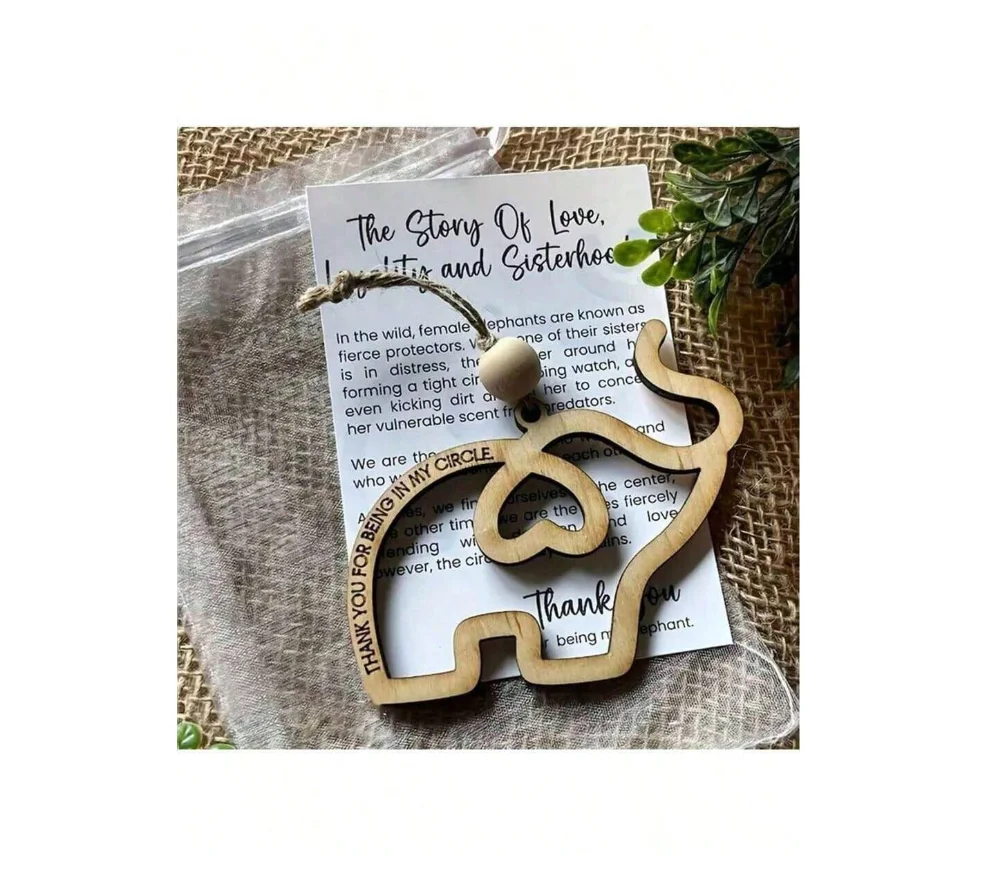 Natural Wooden Elephant Friendship Hanging Ornament
