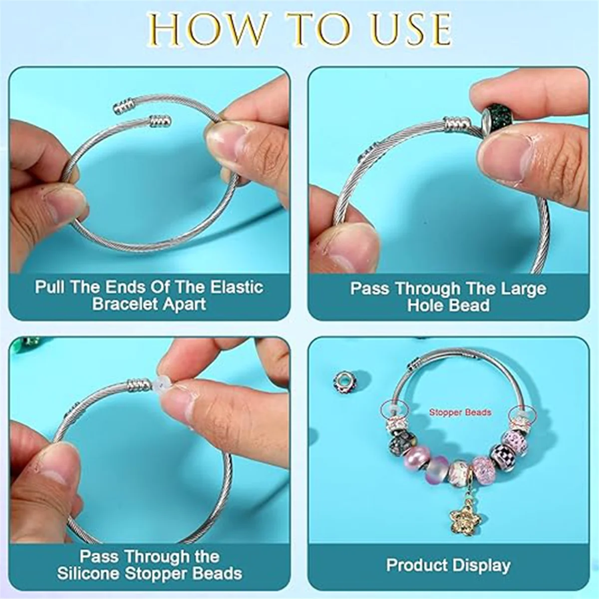 ABGV 45 Buah Set Gelang Jimat Ular Gelang Bangle Dapat Diperluas Rantai Gelang Ular Perak Dapat Disesuaikan untuk Perhiasan DIY Wanita