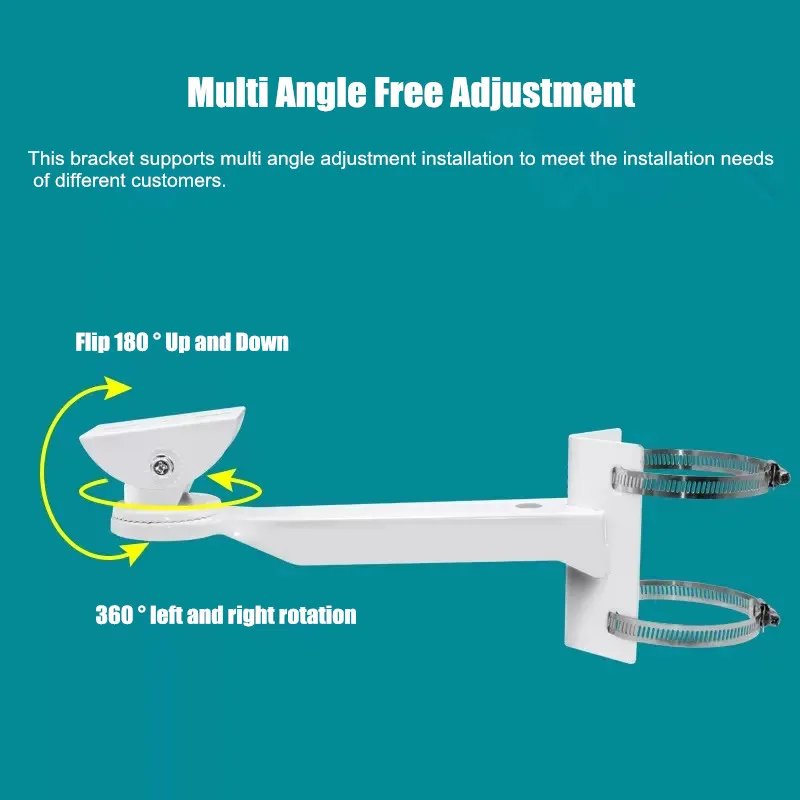 Aluminum CCTV Camera Bracket Cylindrical Pole Hoop Bracket Right Angle Outer Wall Corner Bracket Mounting Support Stands Holder