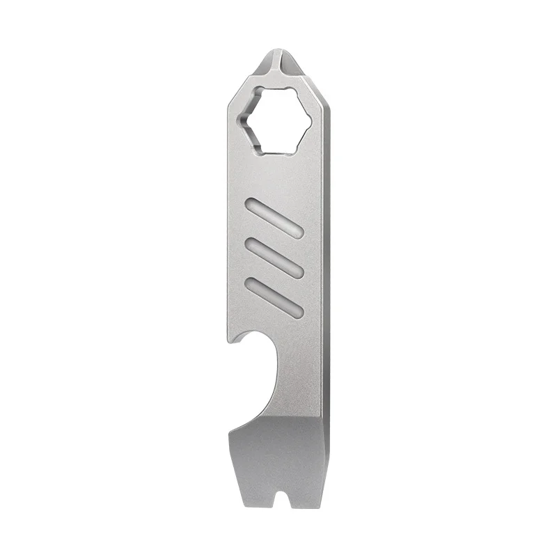 1PC EDC Mini TC4 Titanium alloy crowbar Bottle opener Graduated hex wrench outdoor gadgets multi-functional camping equipment