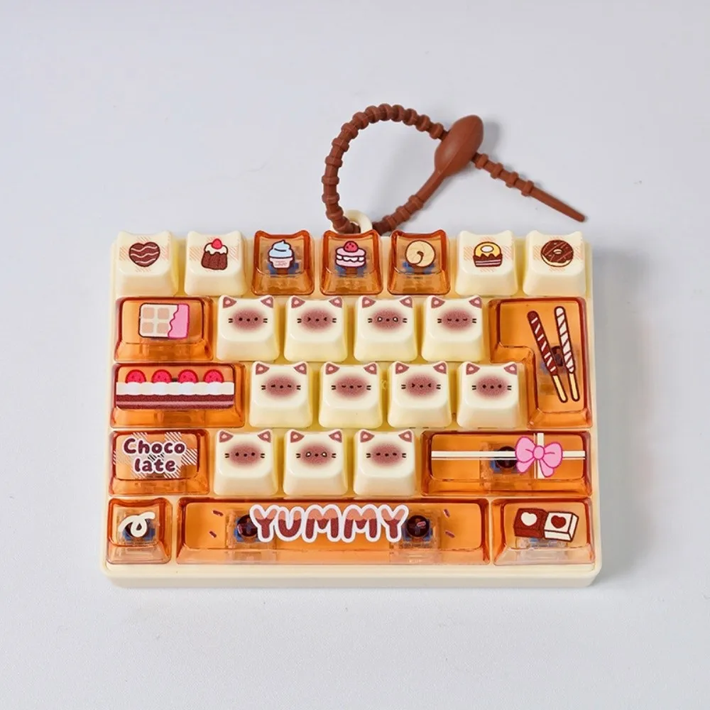 Silicone Fidget Keyboard Pendant Cartoon Creative Push Button Keychain Miniature Decompression Keycap Clicker Keyring Student