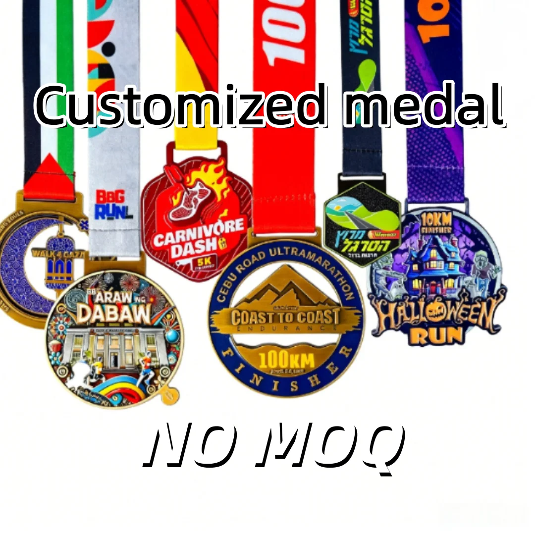Custom Sports Medal Personalized Logo Metal Award Medal with Ribbon for Running Marathon Competition Souvenir