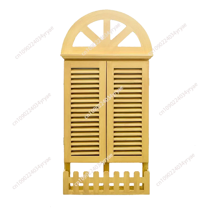 Room Decoration  Mediterranean Style Shutters Restaurant Wall Decoration European False Window Simulation