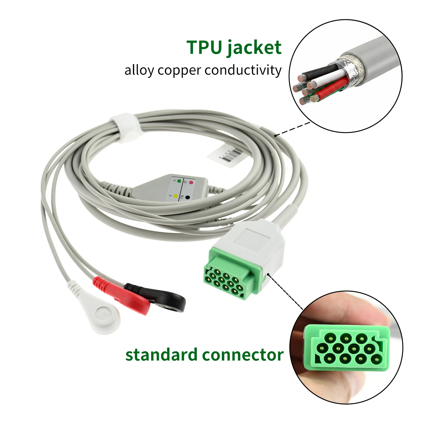 EMSLIFE Compatible EKG ECG Cable Leawires 3Leads 5Leads Snap Grabber for GE Dash PRO1000  Ohmeda B30 B40 Patient Monitor