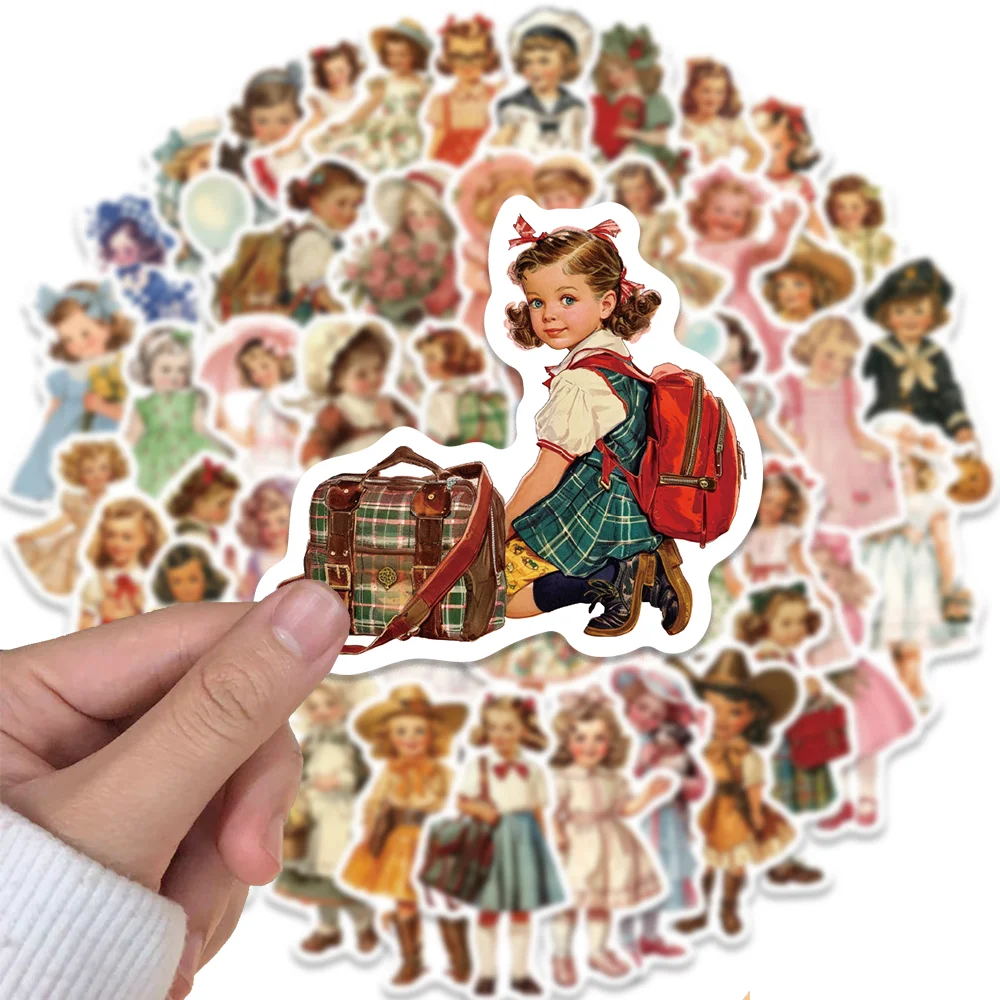 50pcs Vintage Amercian Girl Stickers Wonderful Childhood Sticker for Phone Case Scrapbook Computer Guitar Wholesale Waterproof