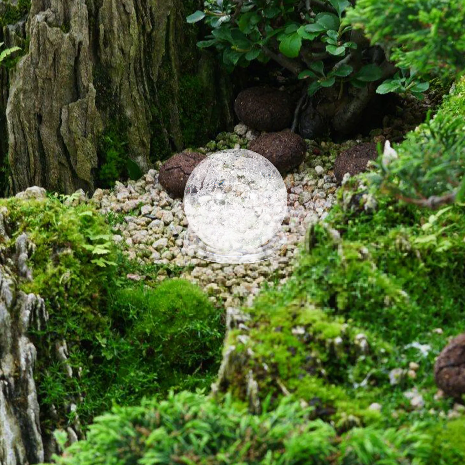 1 set 1 Set Clear Crystal Ball Decor Diy Fountain Scene Layout Plastic Craft For Home Office Desktop Fish Tank Decor Living Room