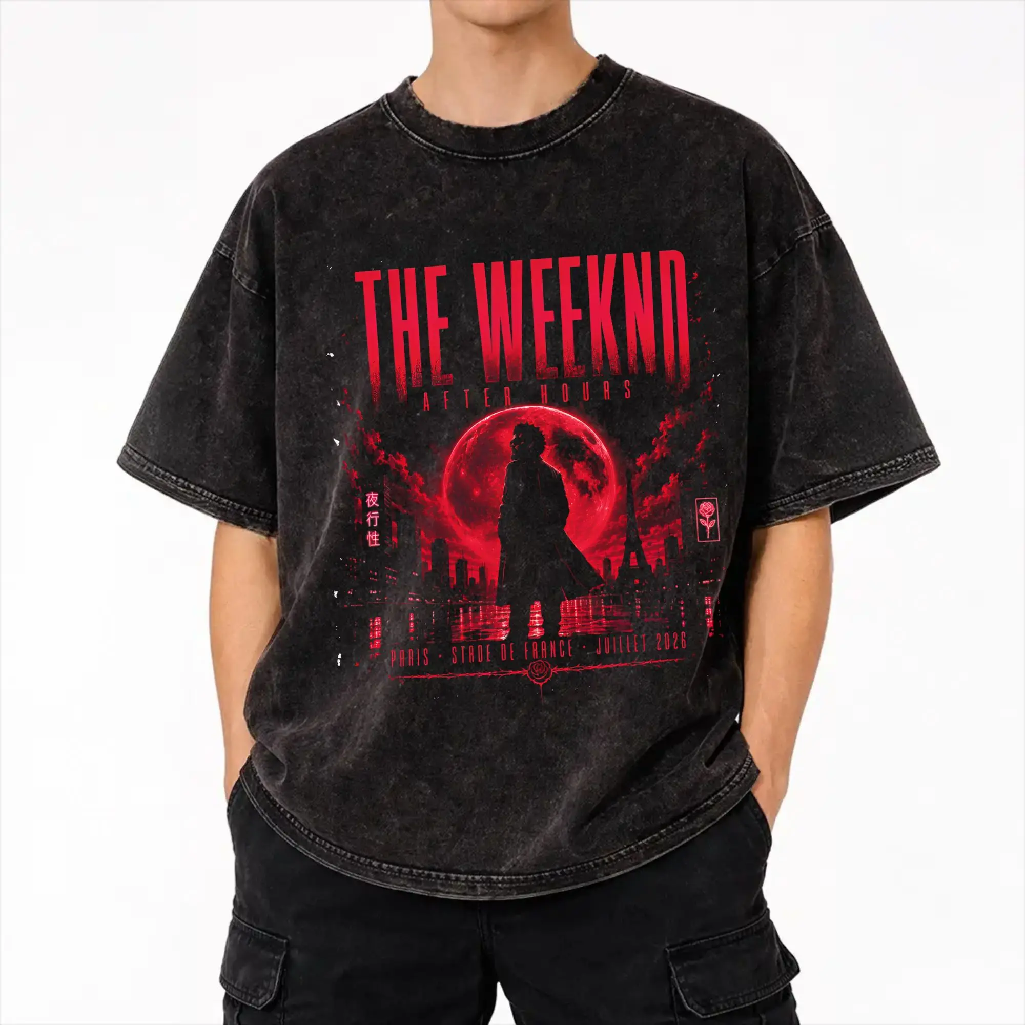 Harajuku Washed Shirts The Weeknds After Hours til Dawn Stadium Tour 2026  Merch Vintage T-Shirt Streetwear Cotton