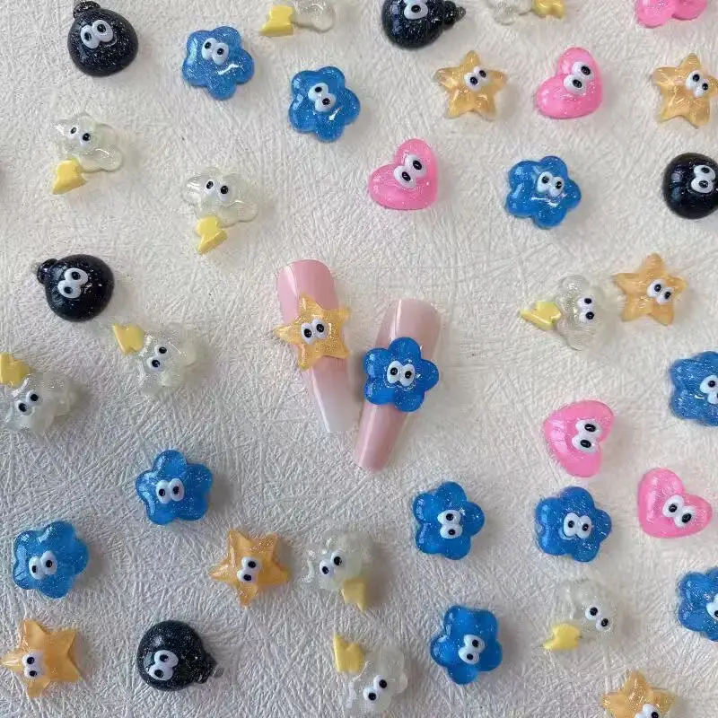 

30pcs Cute Dopamine Cartoon Resin Nail Art Charm 3D Flatback Resin Cloud Heart Nail Art Accessories DIY