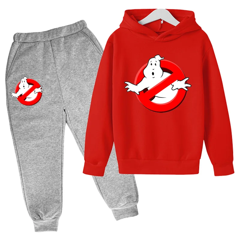 Fashion Anime Casual Children\'s Hoodie +pants Boys Girls Sweatshirt Set Toddler 3-12 Year Clothing Kids Ghostbusters Coat