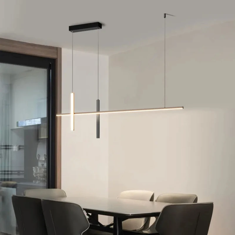 Imagem -02 - Modern Minimalist Strip Designer Pendant Chandelier Luzes Led Suspensas Simples Mesa de Jantar Lâmpadas de Cozinha para Quarto Eletrodoméstico