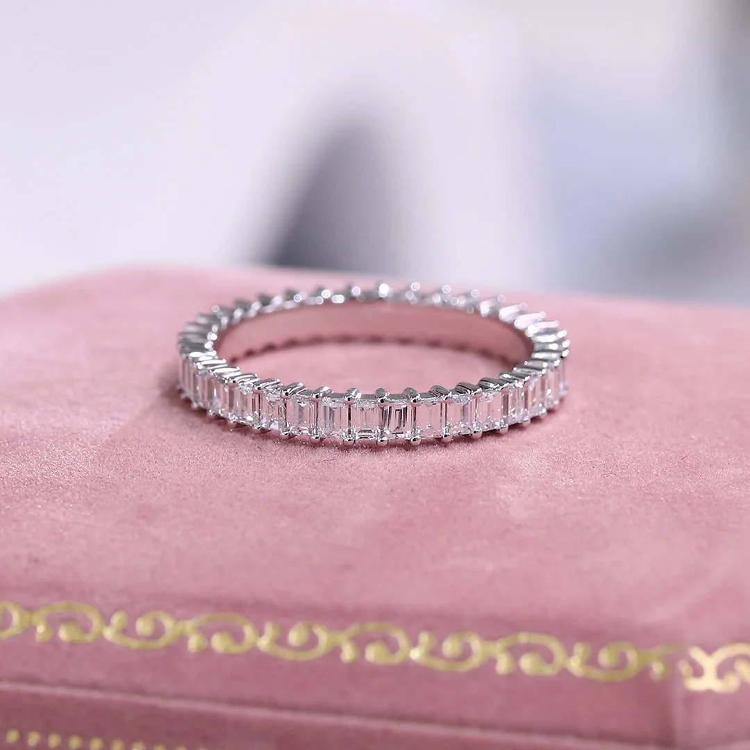 Anello a fascia intera classico Provence Anello da 14 kg in oro DEF/VVS con diamanti coltivati in laboratorio per le donne Matrimonio Fascia a una fila personalizzata personalizzata