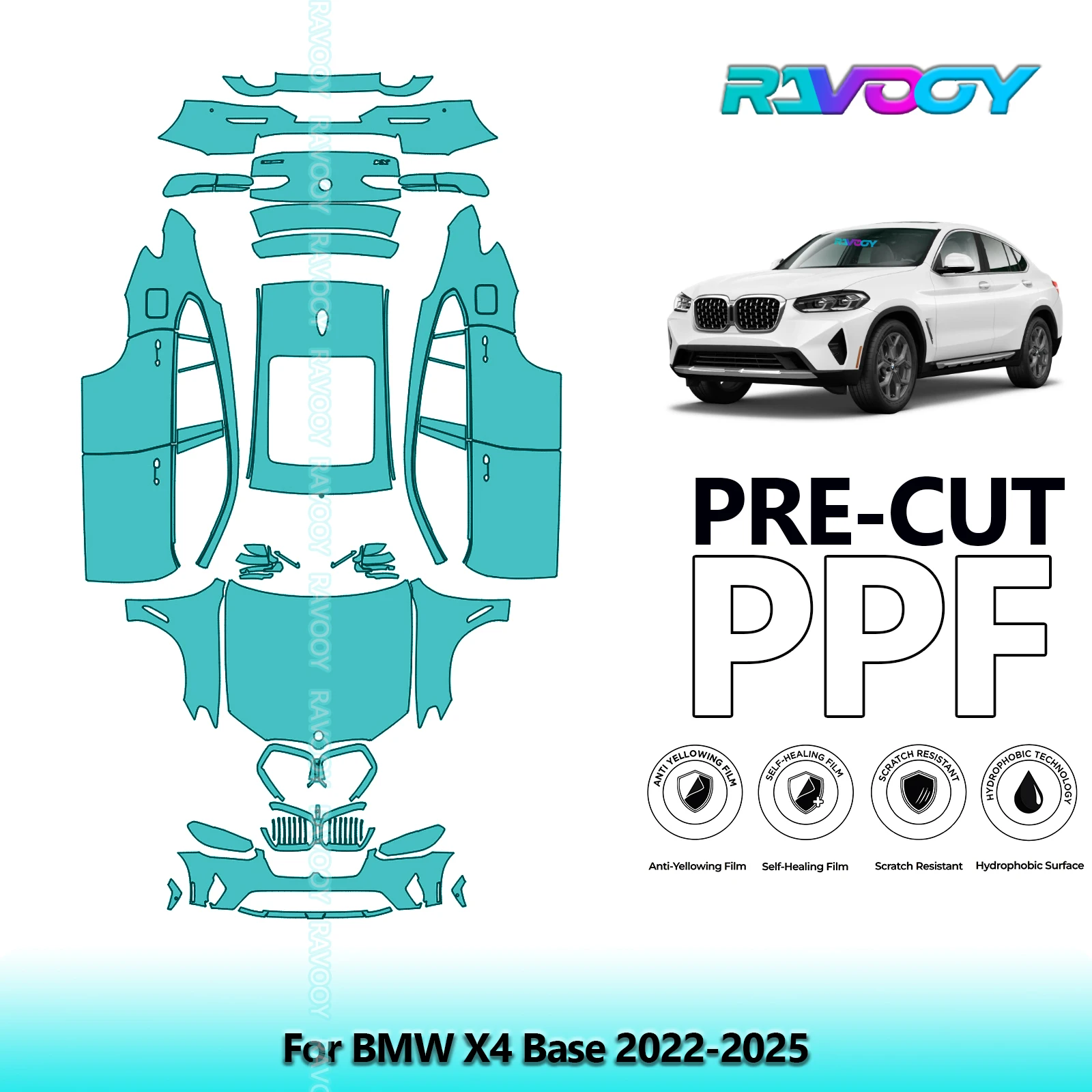 

Car Precut PPF Paint Protection Film Full Vehicle For BMW X4 Base 2022-2025