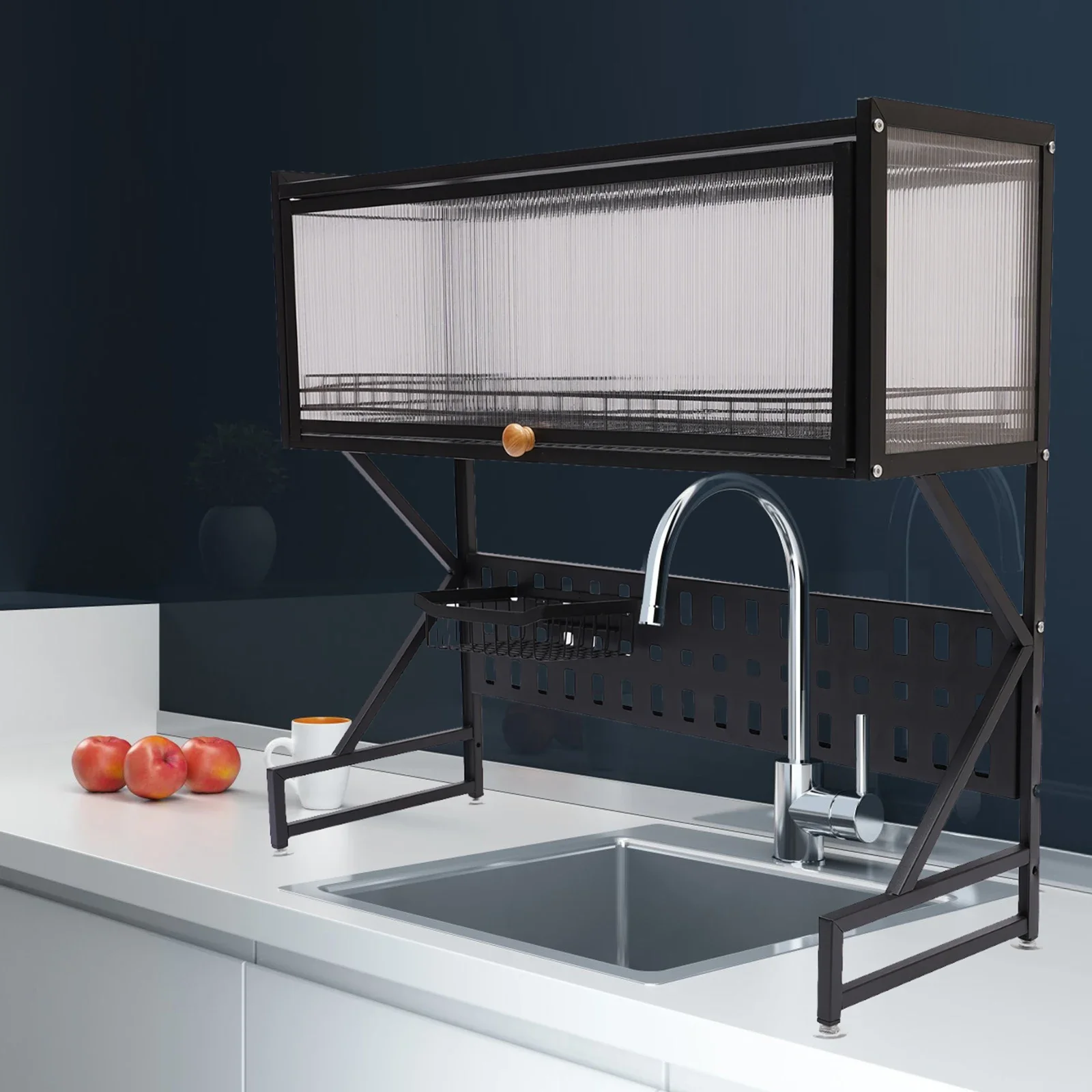 

2 Tier Dish Drying Rack Strainer Kitchen Over Sink Storage Shelf Stainless Steel Kitchen Sink Organize Stand Shelf Space Saver