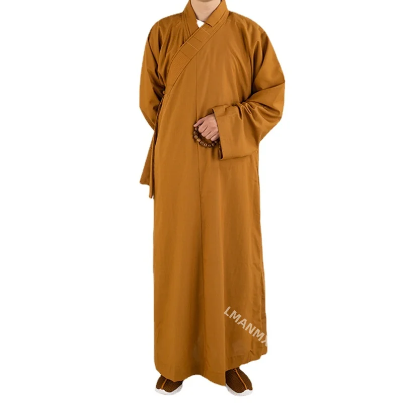 Traditional Chinese Clothing Long Robes for Buddhism Monk Buddhist Clothing for Adults Men Haiqing Meditation Gown