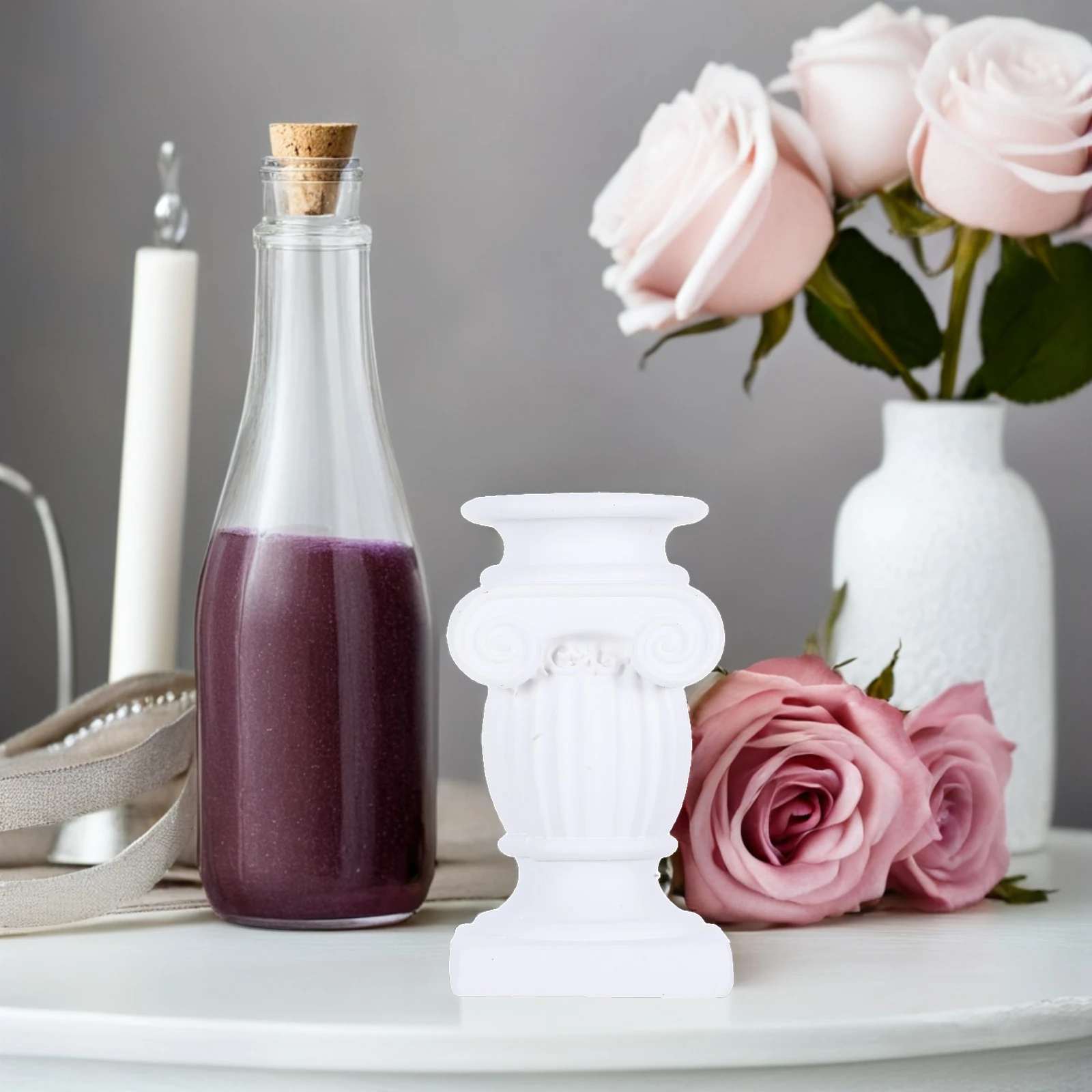 

2pcs Roman Column Decoration Statues Nordic Style Pillar Sculpture Wedding Home Garden Decor Miniature Pillars Resin Statue