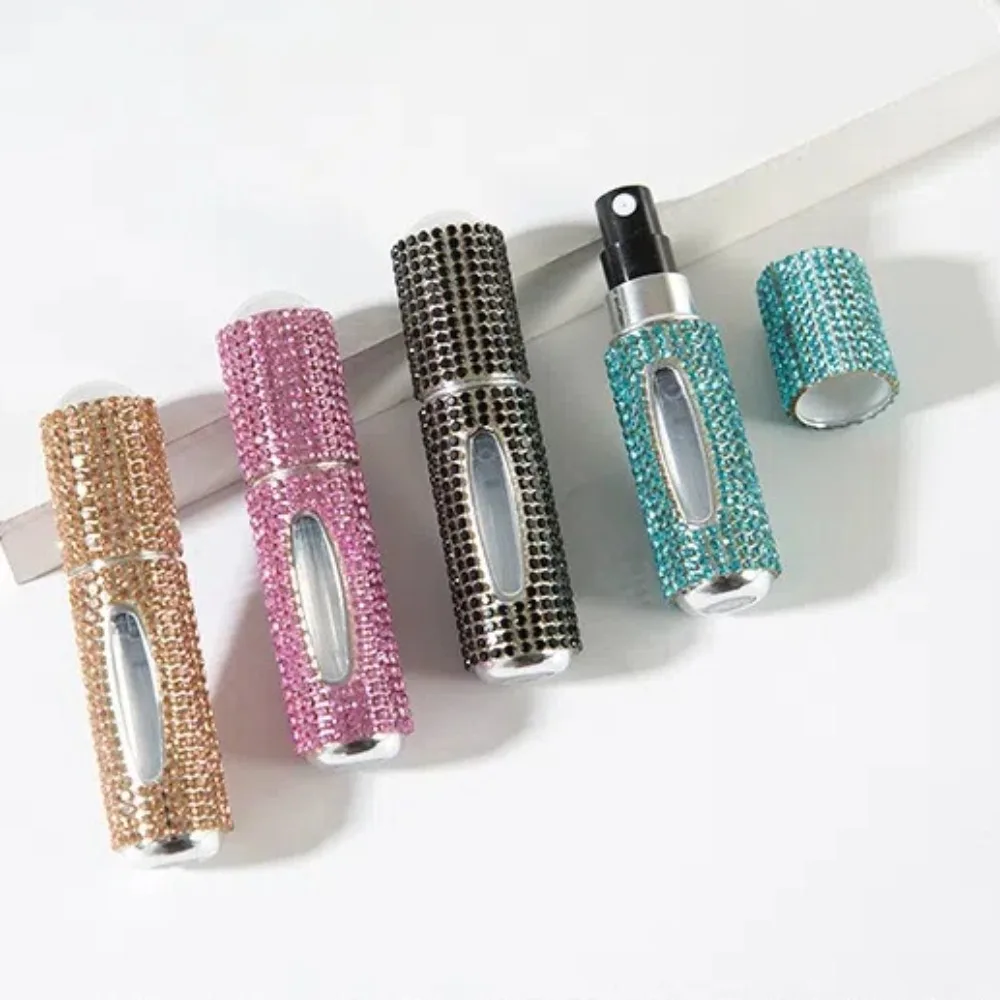 5ml 미니 향수병 크리스탈 디자인 블링 글리터 리필 가능한 아토마이저 스프레이어 다이아몬드 장식 미니 사이즈 향수 용기