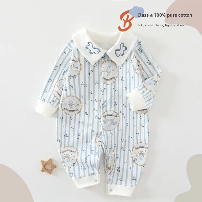 

Baby Onesie Long‑Sleeved Newborn Autumn Boneless Loungewear Pajamas Boys Girls Soft Cotton Sleepwear Warm Cute Easy Dressing