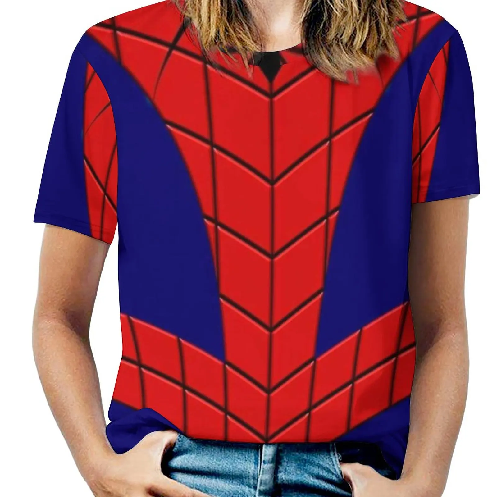 New Spider Woman'S T-Shirt Spring And Summer Printed T Shirts Crew Neck Pullover Top Spider New Peter Parker All New Comic