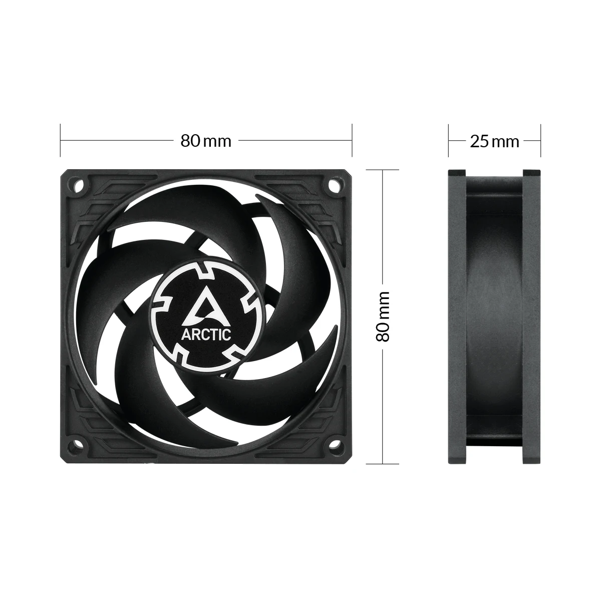 ARCTIC P8 MAX 80x80x25mm Computer Case Fan,12V 4 Pin PWM Fan Speed 500-5000 RPM/Suitable for CPU Cooler/PC Case/2U Server Rack