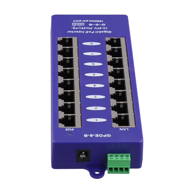 ABGN Power Over Ethernet Injector 8 พอร์ต POE Gigabit B โหมดสําหรับ Mikrotik UBNT กล้องวงจรปิดเครือข่ายติดผนัง