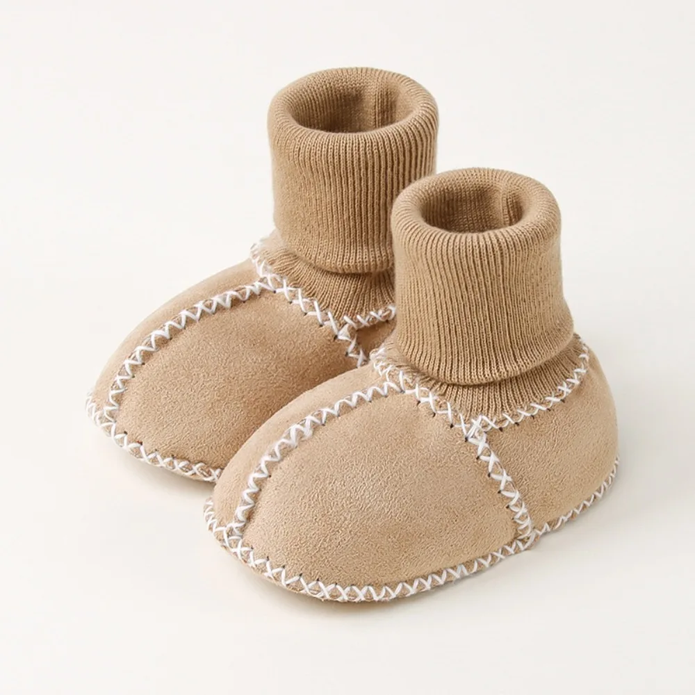 

Thickened Baby Suede Leather Shoes Fleece-Lined Suede Leather Infants Winter Booties Soft Bottom Anti-slip