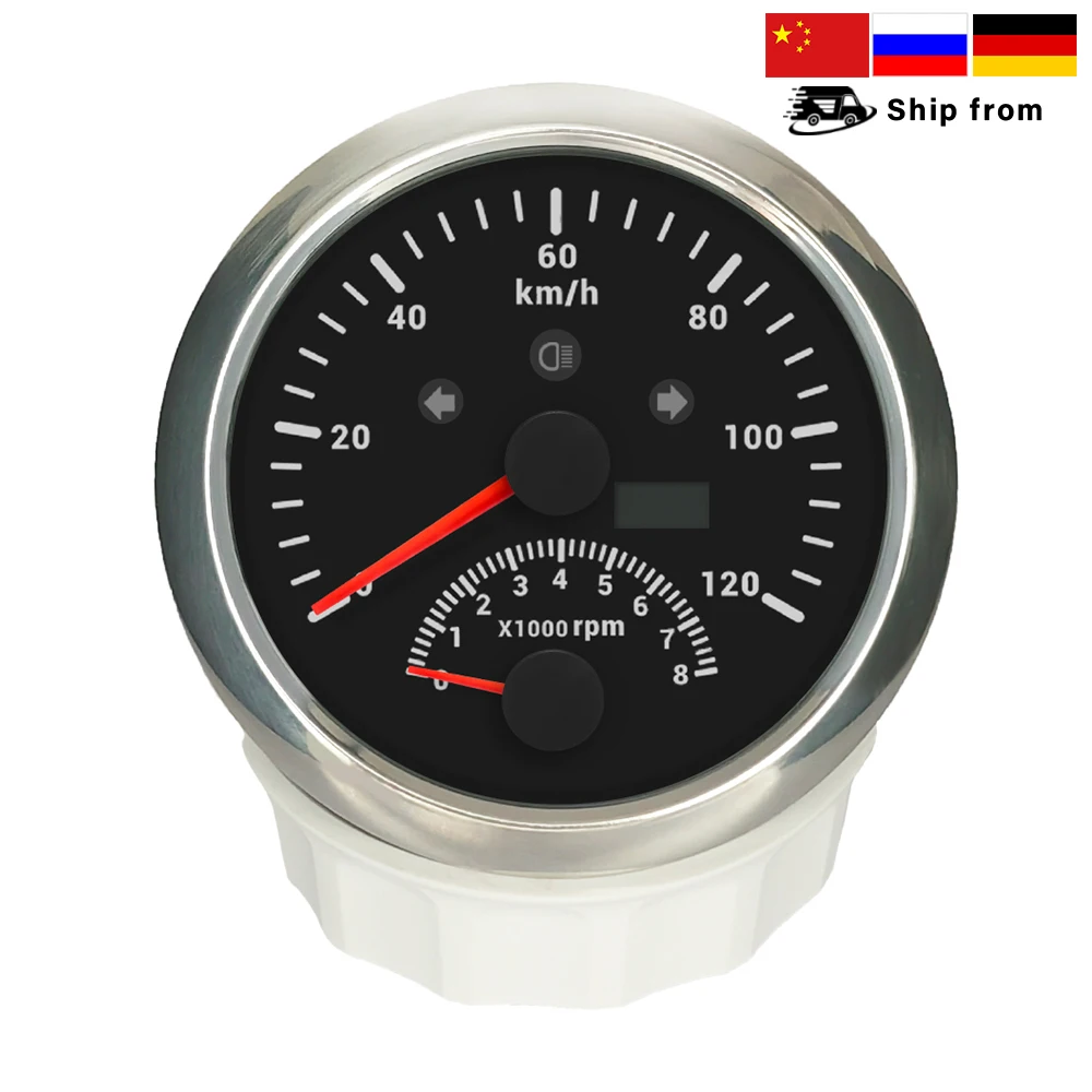 

New 85mm GPS Speedometer km/h MPH With Tachometer 0-8000RPM Red Backlight For Car Motorcycle Yacht Boat