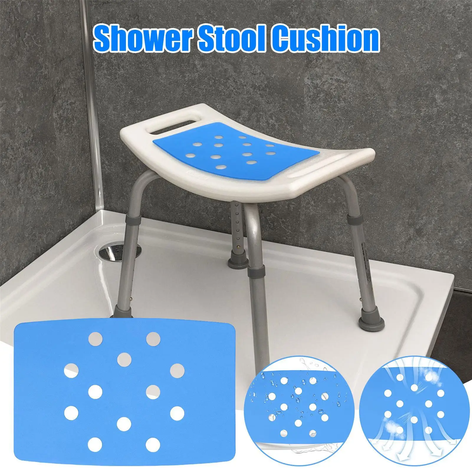Badezimmer-Duschbank-Kissen Rutschfeste Weiche Duschhocker-Auflage mit Perforationen EVA-Sitzkissen für Badewanne