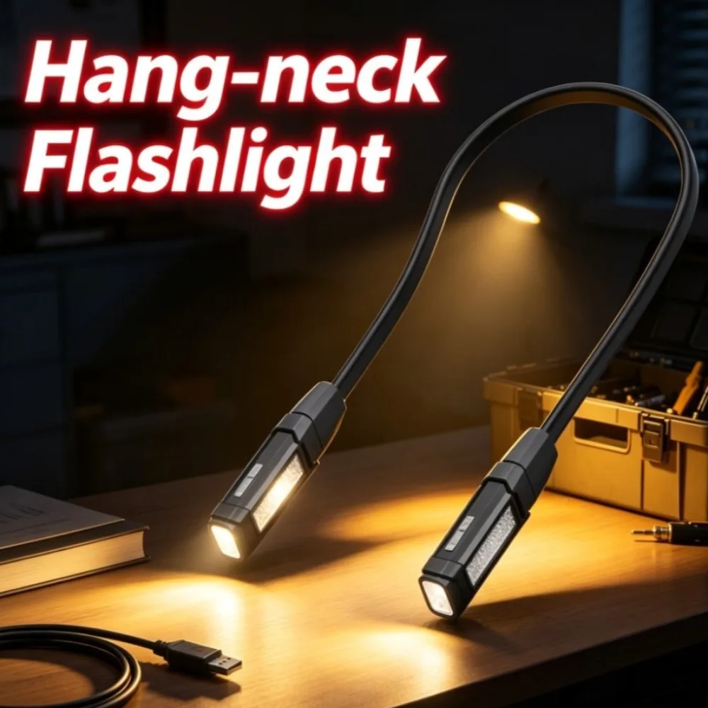 Detachable Neck‑Hanging Work Light Rechargeable with Strong Magnetic Function Torch for Vehicle Maintenance Workshop Use
