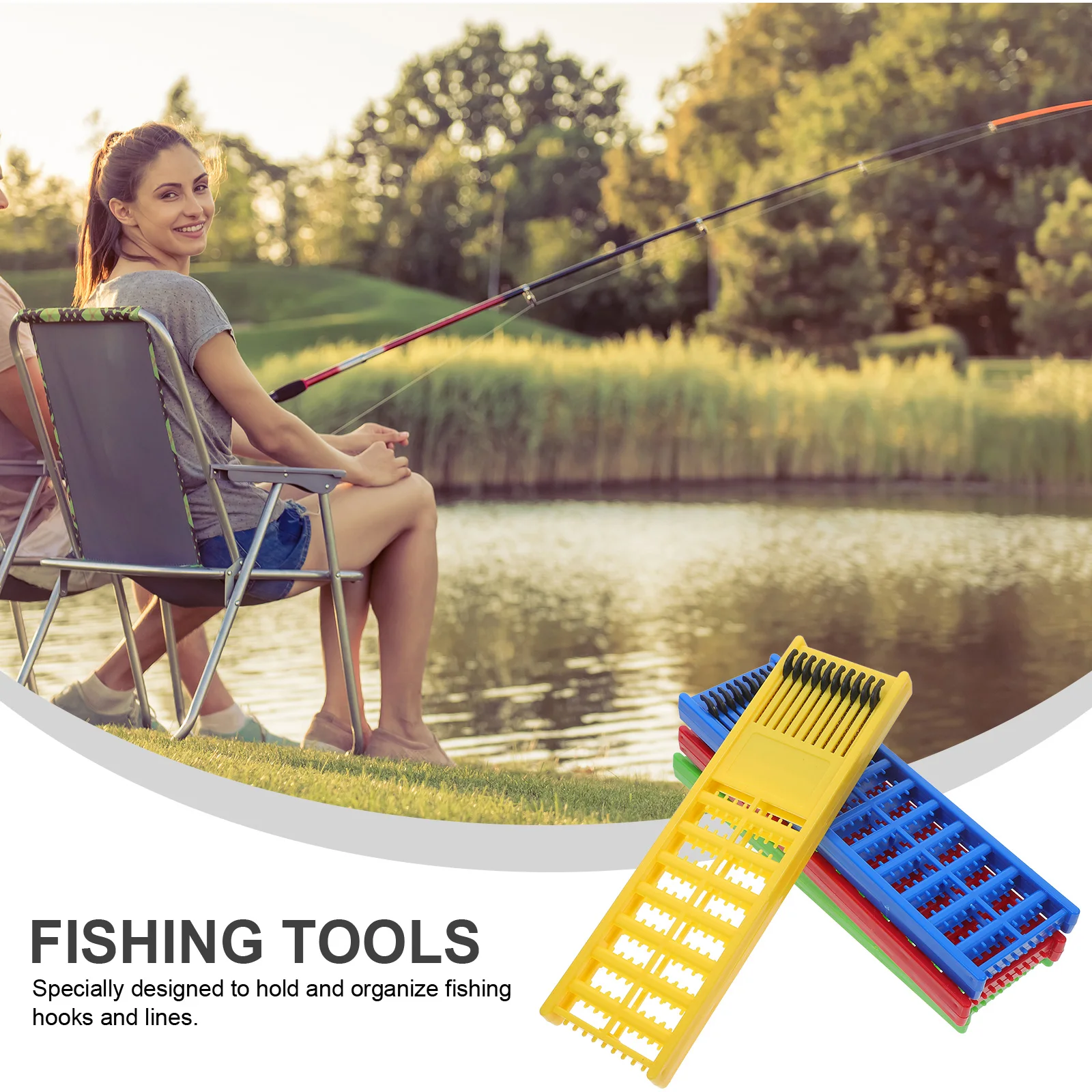 

4pcs Fishing Line Bracket 22cm x 6cm Yellow Red Green Keeper Rigs Organizer Storing Accessories Snelled Leader Holder