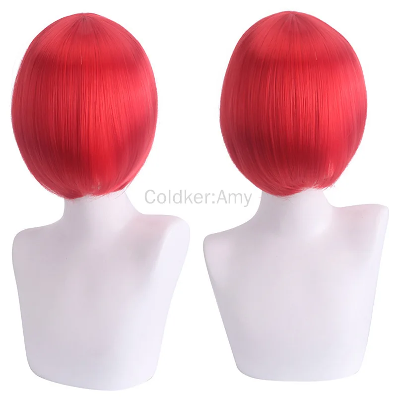 Kobiety Lolita Różowy Czerwony Niebieski Fioletowy Cosplay Peruki 30cm Krótkie Bob Peruki Z Grzywką Żaroodporne Włosy Syntetyczne Uniwersalne Peruki