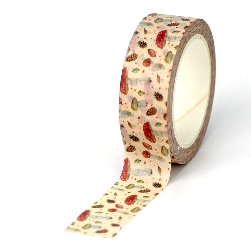 NEW Bulk 10PCS./Lot Decorative Vintage Mushrooms Pinecones Washi Tapes for Craft Planner Masking Tape Cute Stationery