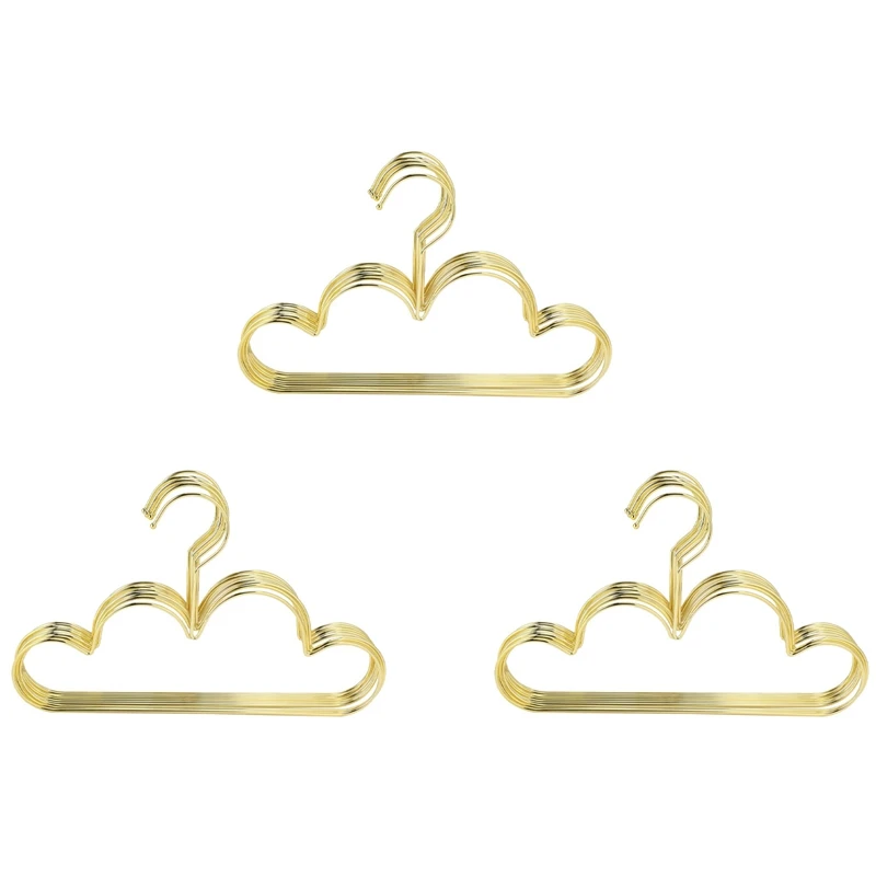 30Pcs Hangers Non Slip Metal Toddlers Clothes Hanger Golden Kids Cloud Shape Coat Hanger Clothing Storage Organizer Rack